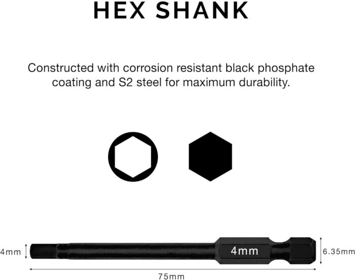 NEIKO 01148A Hex Allen Power Bit Set, 11-Piece Metric Sizes 1.5mm to 8mm | Magnetic Head Bits 3 Quick Release Shanks Premium S2 Steel Compatible with Drills and Impact Drivers - Image 2