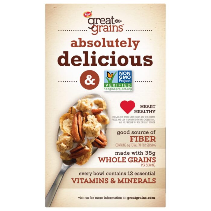 Great Grains Crunchy Pecan Cereal, Heart Healthy Cereal with Crunchy Pecans and Granola Clusters, Non-GMO Project Verified, 16 OZ Box - Image 2