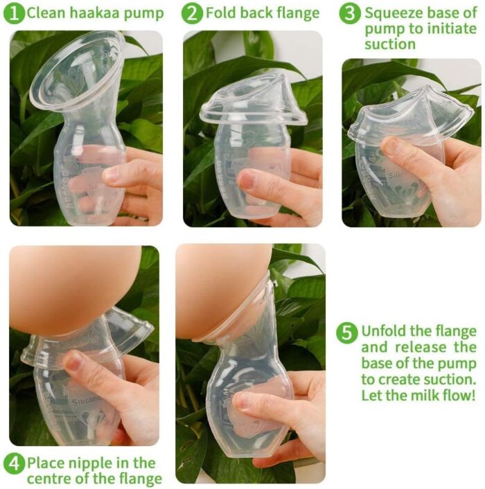 haakaa Manual Breast Pump for Breastfeeding, Silicone, Clear 4oz/100ml - Image 4