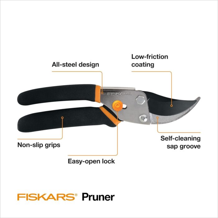 Fiskars Bypass Pruning Shears 5/8” Garden Clippers - Plant Cutting Scissors with Sharp Precision-Ground Steel Blade - Image 3