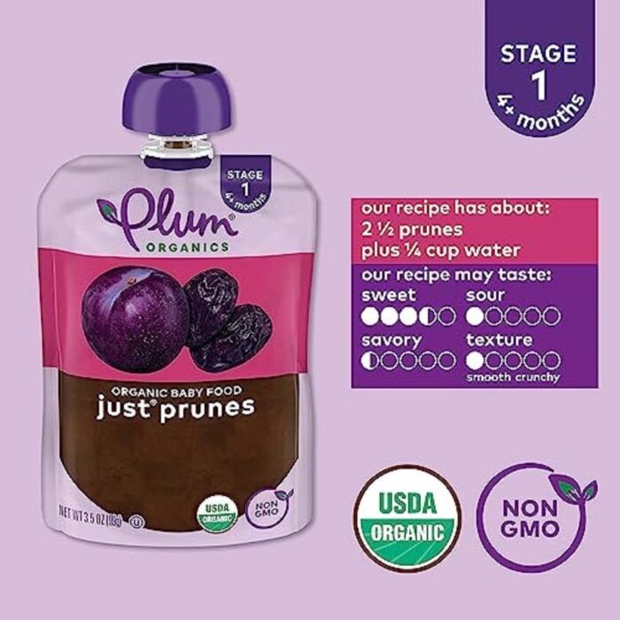 Plum Organics | Stage 1 | Organic Baby Food Meals [4+ Months] | Just Prune | 3.5 Ounce Pouch (Pack Of 6) Packaging May Vary - Image 6