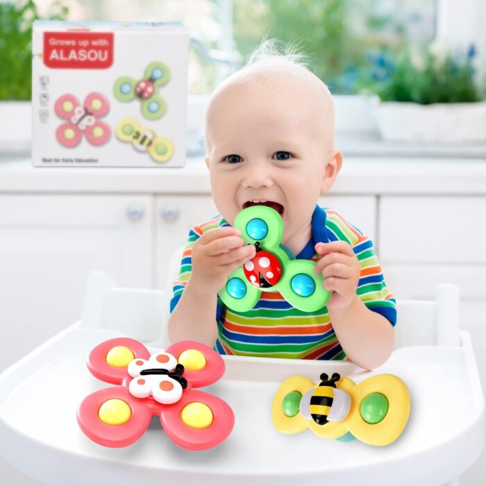 3PCS ALASOU Suction Cup Spinner Toys for 1 Year Old Boy Girl|Spinning Top Toddler Toys Age 1-2|1 2 Year Old Boy Birthday Gift|Baby Bath Toys for Kids Ages 1-3|Sensory Toys for Toddlers 1-3 - Image 8