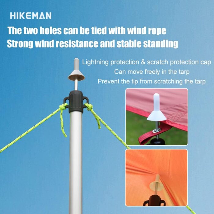 HIKEMAN Tarp Poles Adjustable Aluminum Telescoping Tarp Poles, Lightweight Canopy Poles Portable Tent Poles for Outdoor Camping Backpacking Awning - Image 3