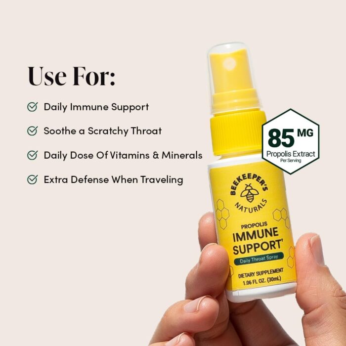 Beekeeper's Naturals Propolis Throat Spray, Natural Immune Support & Sore Throat Relief - Antioxidants, Keto, Paleo, Gluten-Free, 1.06 oz (Pack of 2) - Image 3