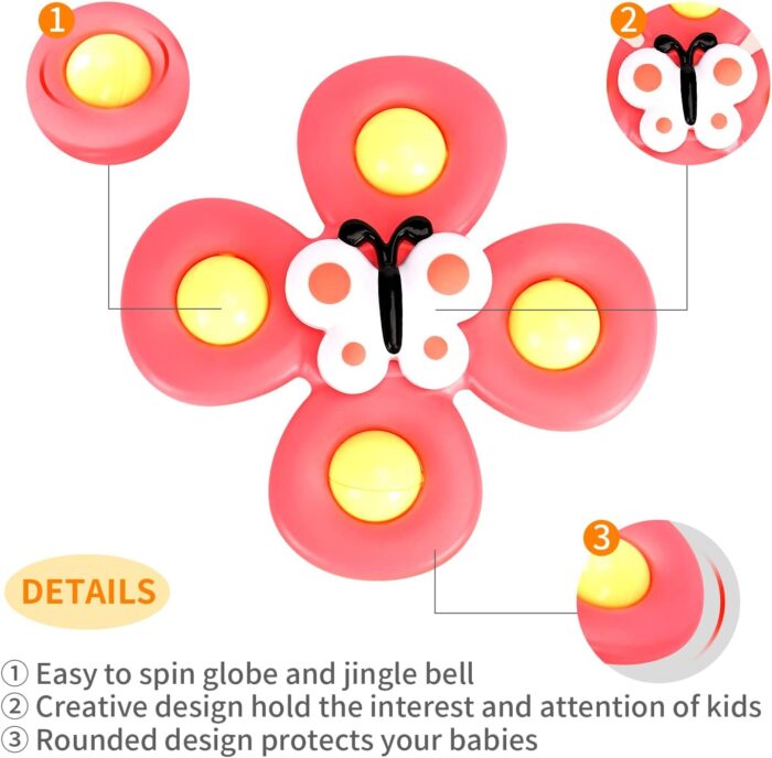 3PCS ALASOU Suction Cup Spinner Toys for 1 Year Old Boy Girl|Spinning Top Toddler Toys Age 1-2|1 2 Year Old Boy Birthday Gift|Baby Bath Toys for Kids Ages 1-3|Sensory Toys for Toddlers 1-3 - Image 5