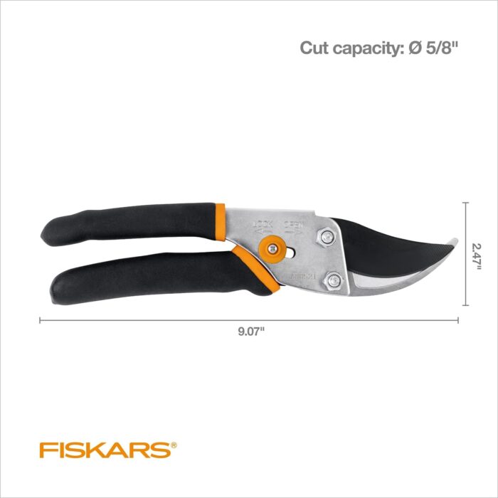 Fiskars Bypass Pruning Shears 5/8” Garden Clippers - Plant Cutting Scissors with Sharp Precision-Ground Steel Blade - Image 2