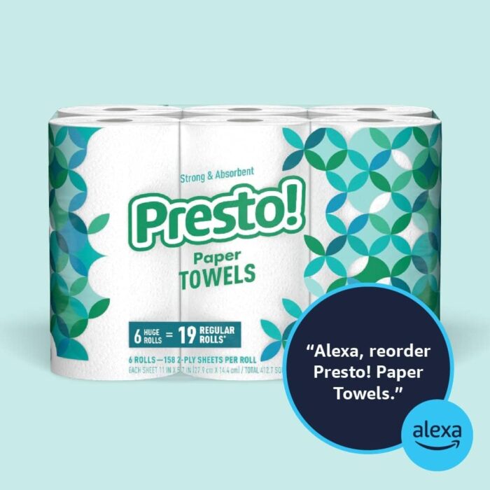 Amazon Brand - Presto! Flex-a-Size Paper Towels, 158 Sheet Huge Roll, 12 Rolls (2 Packs of 6), Equivalent to 38 Regular Rolls, White - Image 6