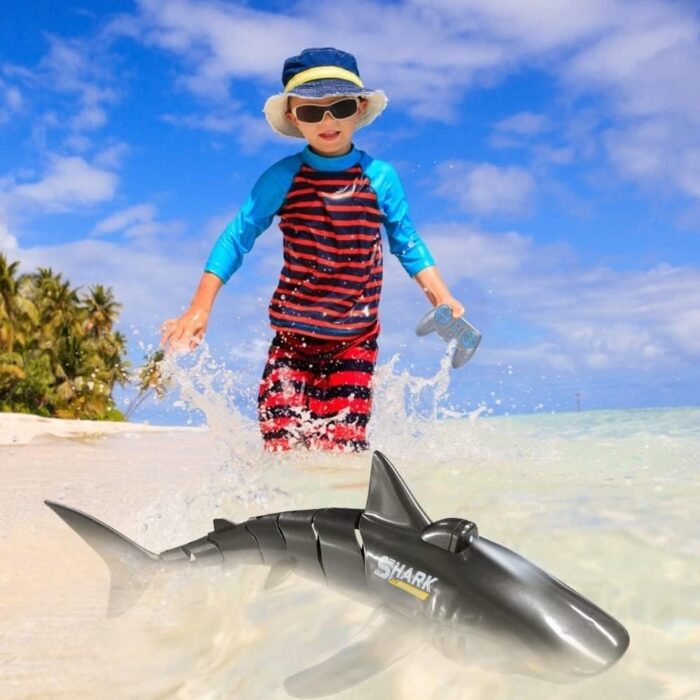 2.4G Remote Control Shark Toy 1:18 Scale High Simulation Shark Shark for Swimming Pool Bathroom Great Gift RC Boat Toys for 6+ Year Old Boys and Girls (with 2 Batteries) - Image 7