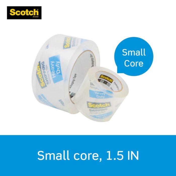 Scotch Heavy Duty Packaging Tape, 1.88" x 22.2 yd, Designed for Packing, Shipping and Mailing, Strong Seal on All Box Types, 1.5" Core, Clear, 6 Rolls with Dispenser (142-6) - Image 5