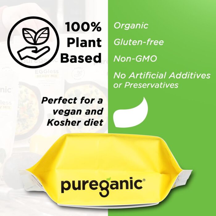 Pureganic Eggless Ready Mix, Egg Replacer, Plant Based Organic Gluten Free Soy Free Vegan Kosher Non-GMO, Healthy Egg Alternative, 11.37 oz, (Pack of 1) - Image 4