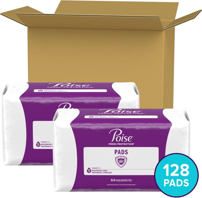 Poise Incontinence Pads & Postpartum Incontinence Pads, 5 Drop Maximum Absorbency, Long Length, 128 Count (2 Packs of 64), Packaging May Vary - Image 2