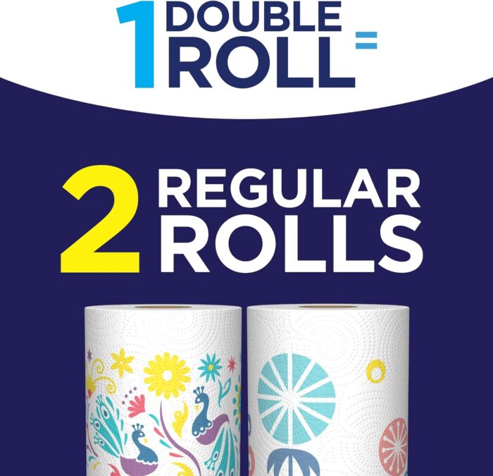 Sparkle Pick-A-Size Paper Towels, Spirited Prints, 6 Double Rolls = 12 Regular Rolls, Strong and Absorbent Paper Towel - Image 2