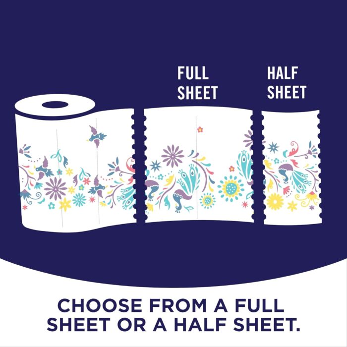 Sparkle Pick-A-Size Paper Towels, Spirited Prints, 6 Double Rolls = 12 Regular Rolls, Strong and Absorbent Paper Towel - Image 4