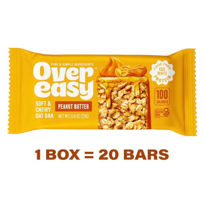 Over Easy Mini Granola Breakfast Bars - Best Protein for Morning Energy - 100 Calories Healthy Snacks - Soft and Chewy - Gluten Free, Dairy Free, Soy Free and Kosher (Peanut Butter, 20 Count) - Image 2