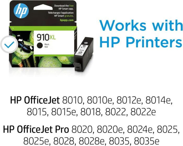 HP 910XL Black High-yield Ink Cartridge | Works with HP OfficeJet 8010, 8020 Series, HP OfficeJet Pro 8020, 8030 Series | Eligible for Instant Ink | 3YL65AN - Image 2