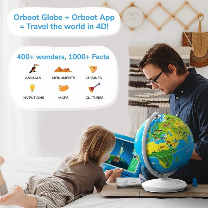 PlayShifu Educational Globe for Kids - Orboot Earth (Globe + App) Interactive AR World Globe | 400 Wonders, 1000+ Facts | STEM Toy Gifts for Kids 4-10 Years | No Borders, No Names on Orboot Globe - Image 2