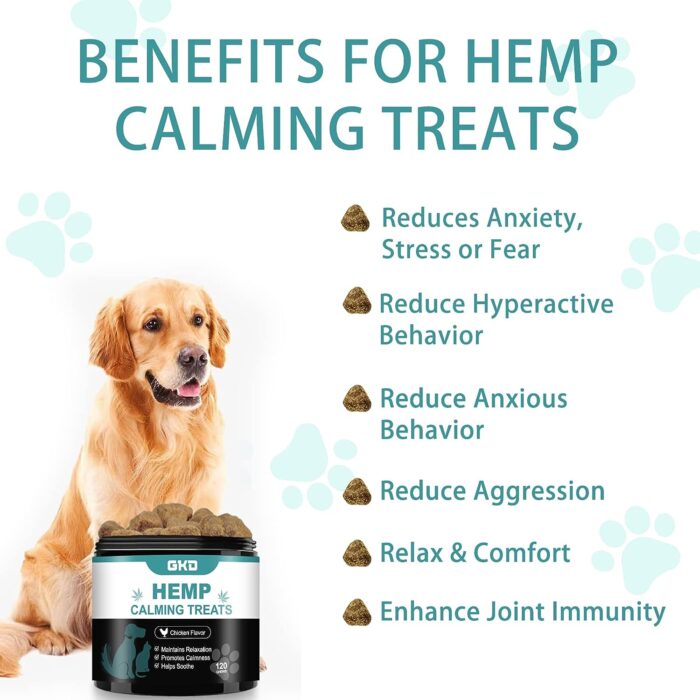 Hemp Calming Chews for Dogs, Dog Calming Treats Anxiety Relief 100% Golden Ratio of Natural Ingredients Calming Dog Treats, Aid with Separation, Barking, Stress Relief, Thunderstorms - Beef - Image 4