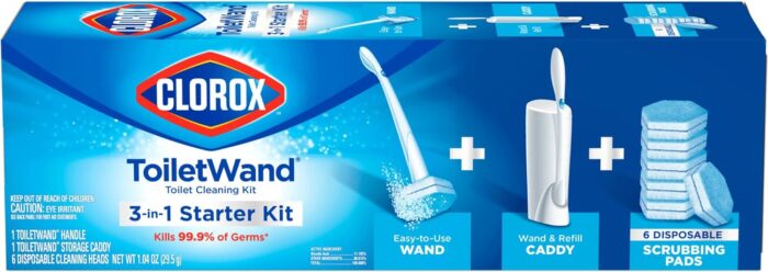 Clorox Original Cleaning System, ToiletWand, Storage Caddy, 6 Refill Heads (Package May Vary)