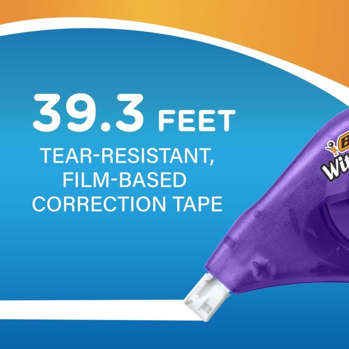 BIC Wite-Out Brand EZ Correct Correction Tape (WOTAP10- WHI), 39.3 Feet, 10-Count Pack of white Correction Tape, Fast, Clean and Easy to Use Tear-Resistant Tape - Image 5