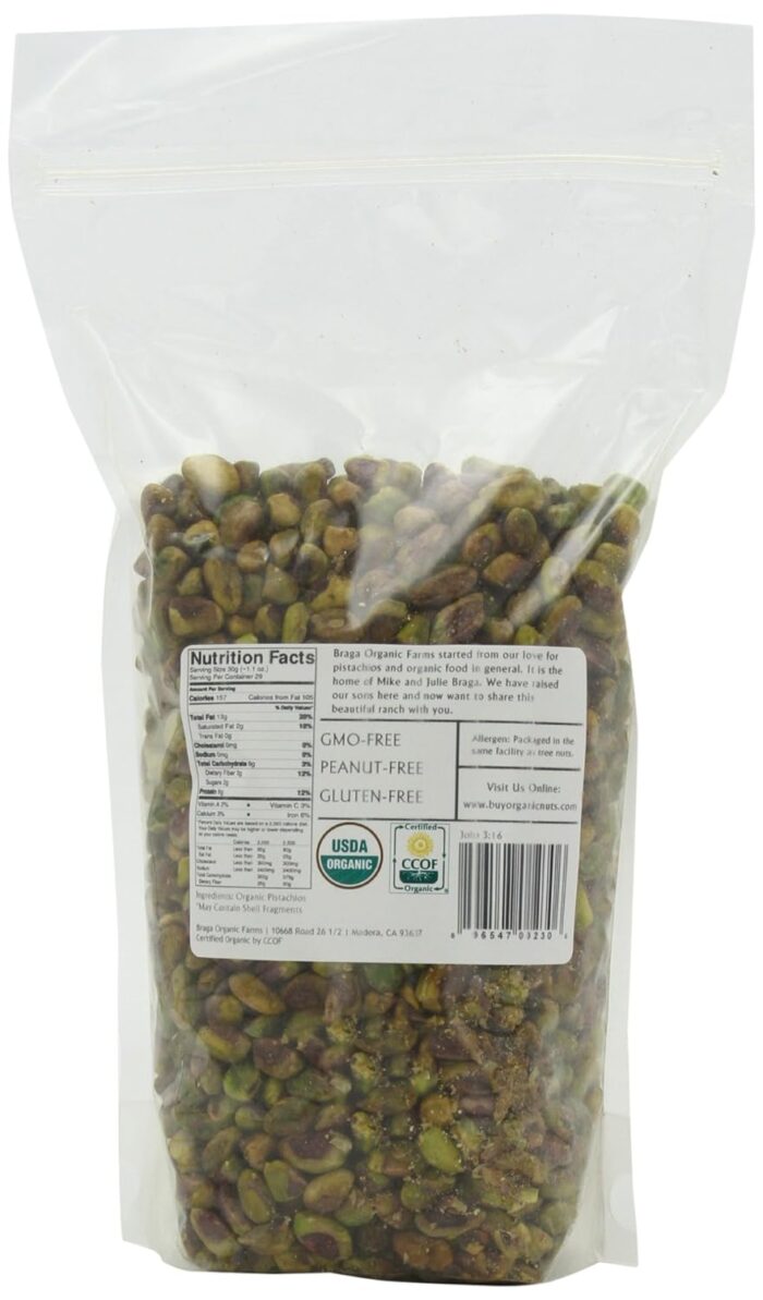 Braga Organic Farms Organic Raw Pistachios Kernels 2 lb. bag - Image 2