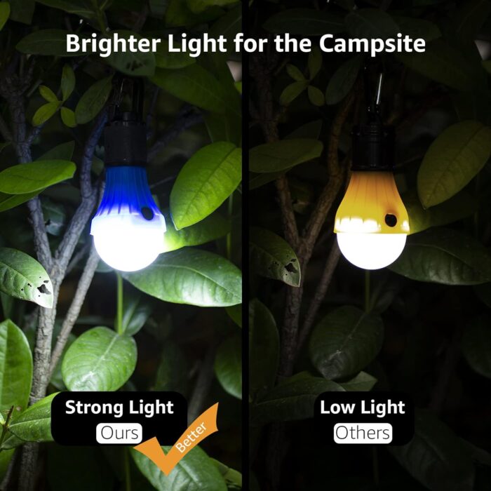 Lepro LED Camping Lantern, Camping Accessories, 3 Lighting Modes, Hanging Tent Light Bulbs with Clip Hook for Camping, Hiking, Hurricane, Storms, Outages, Collapsible, Batteries Included, 4 Packs - Image 3