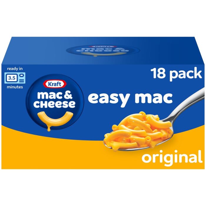 Kraft Easy Mac Microwavable Macaroni & Cheese (6.7oz Packets, Pack of 18)