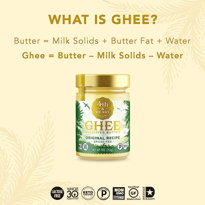 4th & Heart Original Grass-Fed Ghee, 9 Ounce, Keto, Pasture Raised, Lactose and Casein Free, Certified Paleo - Image 3