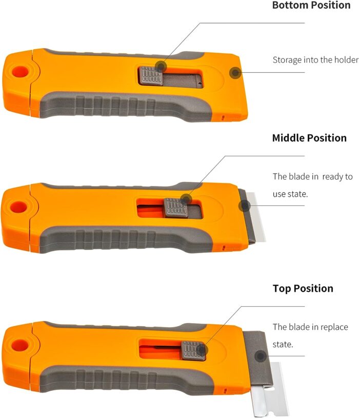 Razor Blade Scraper Tool with 15pcs Extra Blades, Cleaning Razor Scraper for Glass, Glass Top Stove Scraper for Oven Door, Cooktop Scraper, Glass Scraper Cleaning Paint from Glass - Image 6