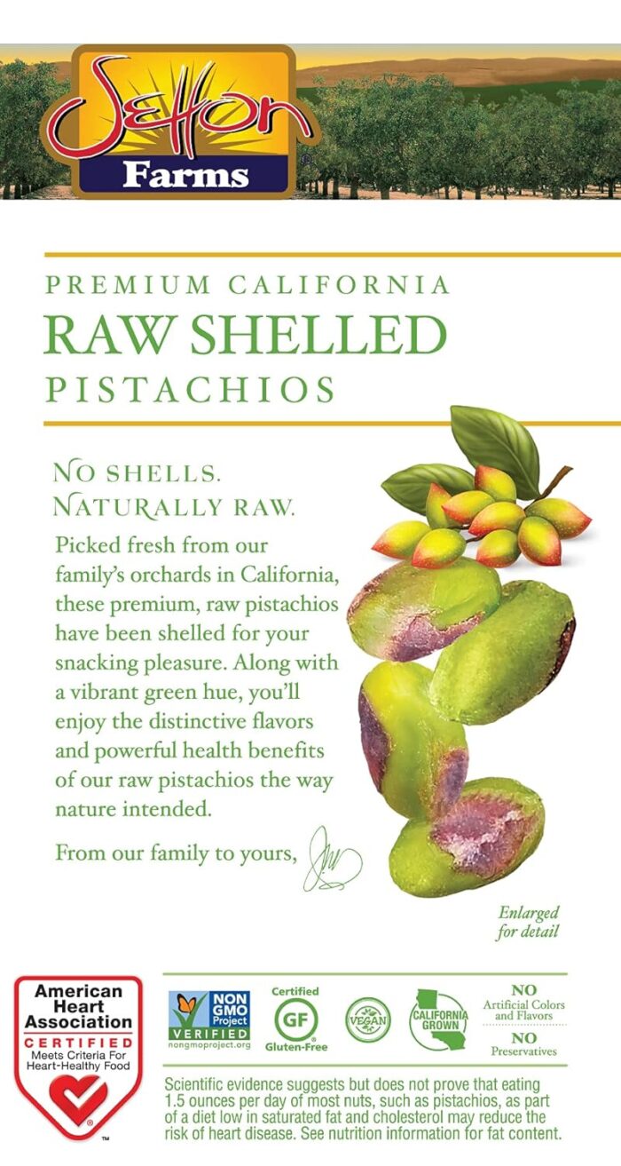 Setton Farms Naturally Raw Shelled Pistachios, No Shell, Non-GMO Project Verified, Certified Gluten Free, Vegan and Kosher, Heart Healthy Snack, 5 Oz - Image 4