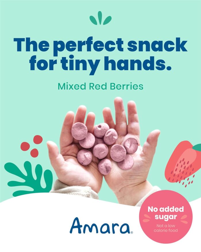 Amara Smoothie Melts - Mixed Red Berries - Baby Snacks Made With Fruits and Vegetables - Healthy Toddler Snacks For Your Kids Lunch Box - Organic Plant Based Yogurt Melts - 6 Resealable Bags - Image 2