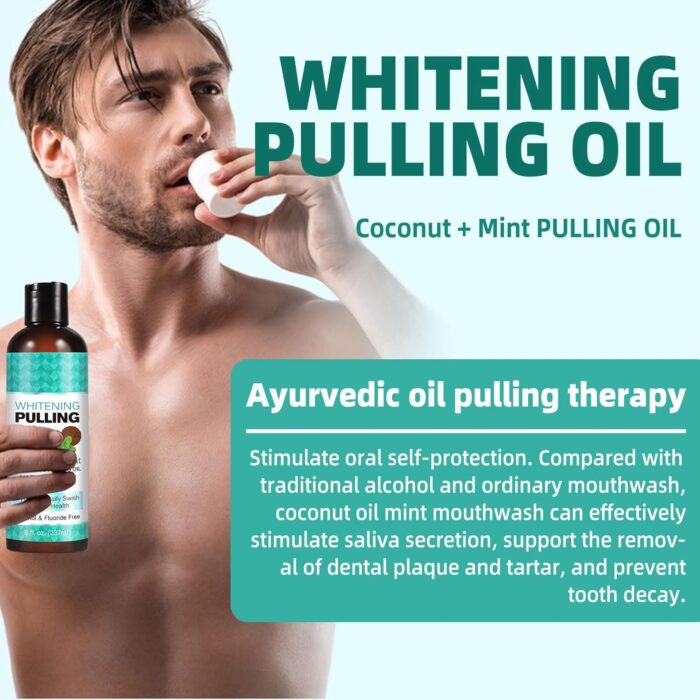 Coconut Pulling Oil, (8 Fl.Oz) Mint Oil Pulling Mouthwash with Tongue Scraper, Natural Coconut Oil Pulling with Coconut & Peppermint Oil-Mouthwash, Fresh Breath & Teeth Whitening & Healthy Gums(1p) - Image 6