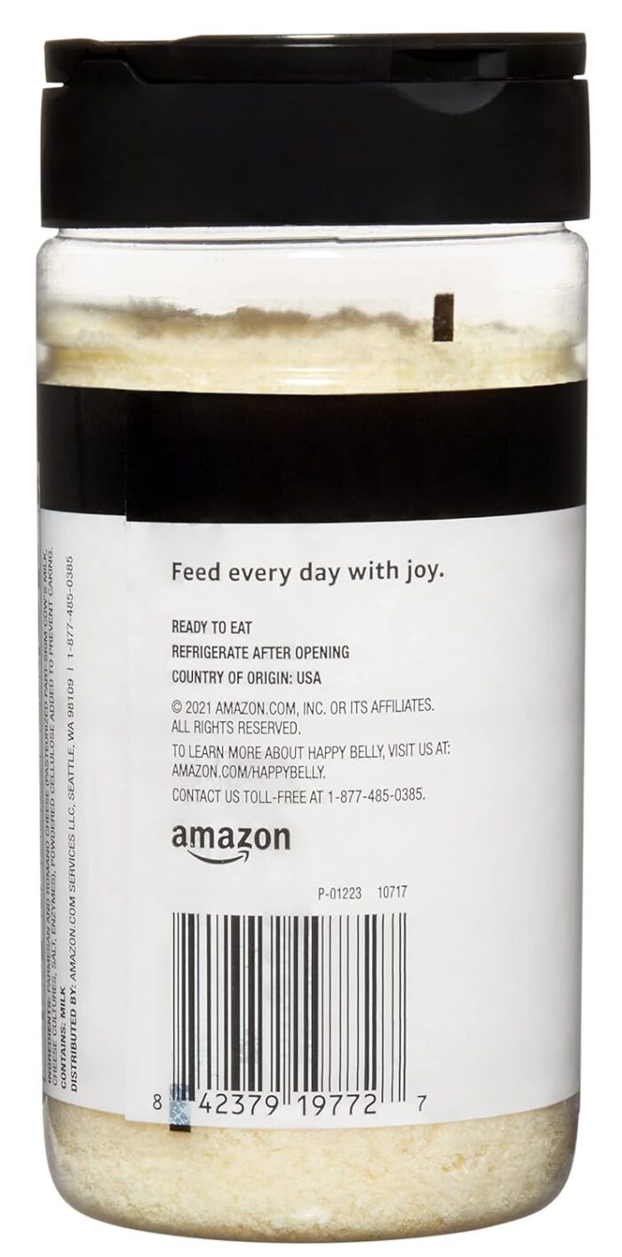 Amazon Brand, Happy Belly Grated Parmesan and Romano Cheese Shaker, 8 Oz - Image 2