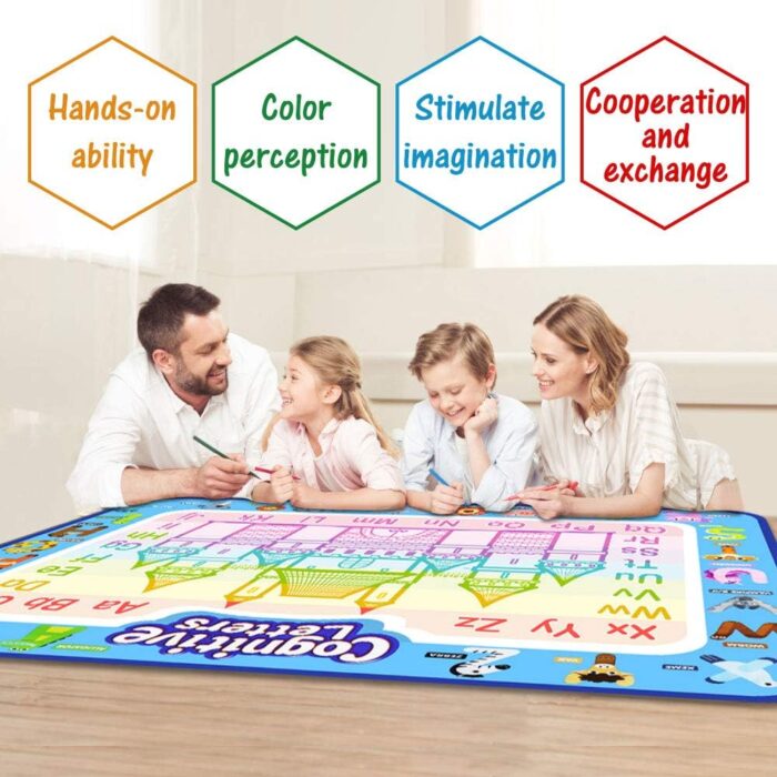 Jasonwell Aqua Water Doodle Mat 40 X 32 Inches Extra Large Magic Drawing Doodling Mat Coloring Mat Educational Toys Gifts for Kids Toddlers Boys Girls Age 2 3 4 5 6 7 8 Year Old (Alphabet) - Image 8