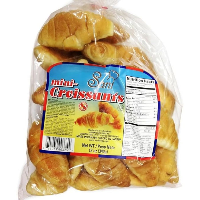 Sani Mini Croissants, Plain Croissants, Mini Croissants Bakery Fresh, Big Bag, Breakfast Pastry or Snack, Non-GMO, Breakfast Croissants, Croissants Bakery, 12 oz (340g)