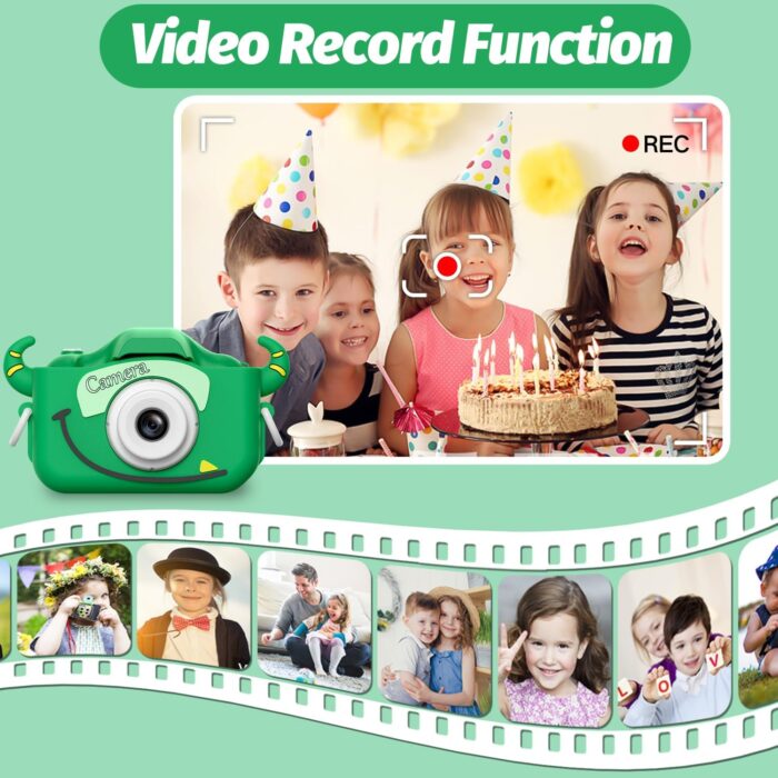 Goopow Kids Camera Toys for 3-8 Year Old Girls Boys,Children Digital Video Camcorder Camera with Cartoon Soft Silicone Cover, Best Chritmas Birthday Festival Gift for Kids - 32G SD Card Included - Image 5