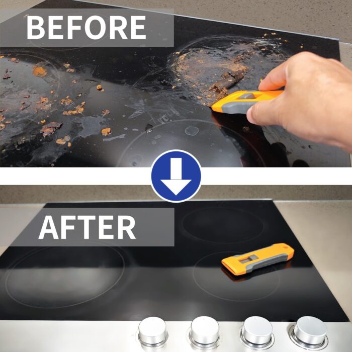 Razor Blade Scraper Tool with 15pcs Extra Blades, Cleaning Razor Scraper for Glass, Glass Top Stove Scraper for Oven Door, Cooktop Scraper, Glass Scraper Cleaning Paint from Glass - Image 4