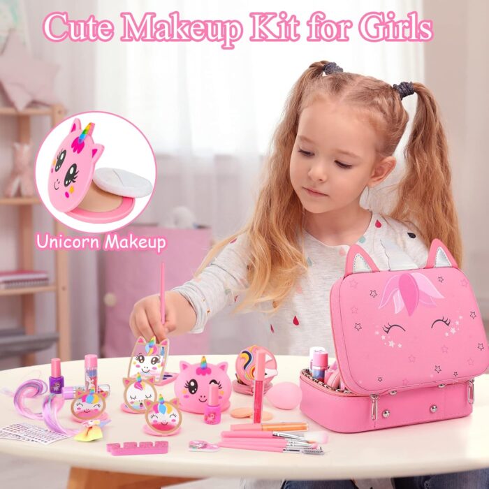 Kids Washable Makeup Girls Toys - Girls Makeup Kit for Kids Make up Set Real Makeup for Kid Little Girls Toddlers Children Princess Christmas Birthday Gifts Toys for 3 4 5 6 7 8 9 10 Year Old Girls - Image 2