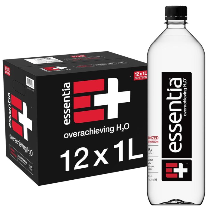 Essentia Water Bottled , 1 Liter, 12-Pack, Ionized Alkaline Water:99.9% Pure, Infused With Electrolytes, 9.5 pH Or Higher With A Clean, Smooth Taste