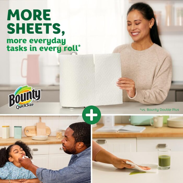 Bounty Quick Size Paper Towels, White, 8 Family Rolls = 20 Regular Rolls - Image 3