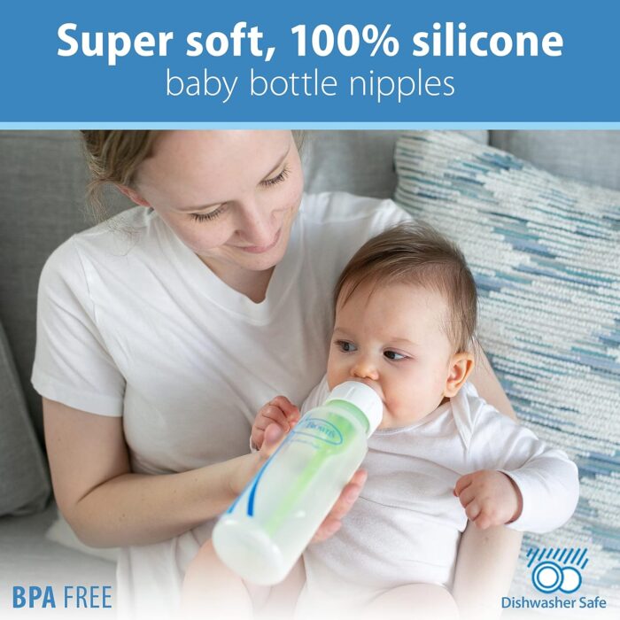 Dr. Brown’s Natural Flow Level 2 Narrow Baby Bottle Silicone Nipple, Medium Flow, 3m+, 100% Silicone Bottle Nipple, 6 Count - Image 7