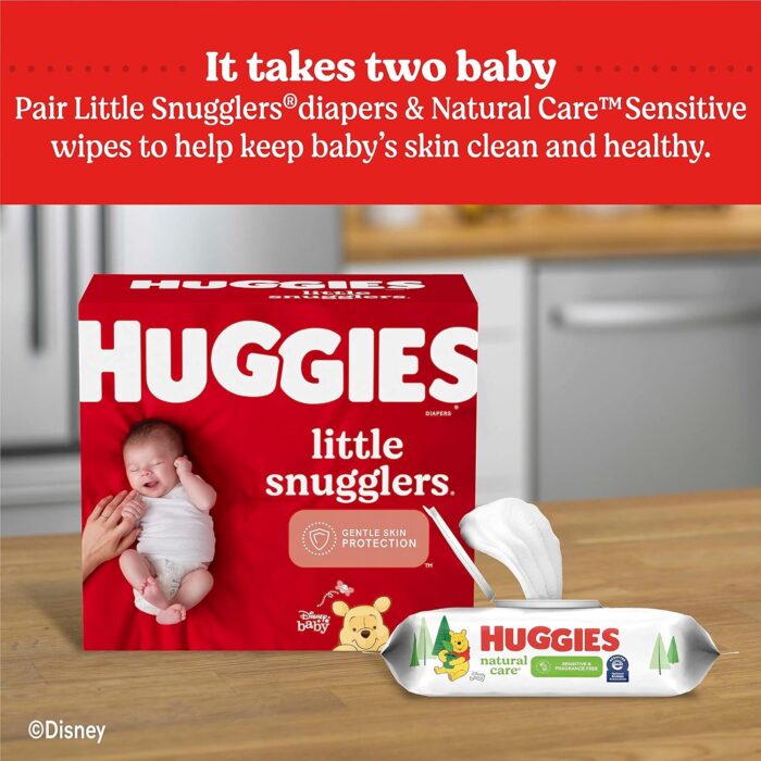 Huggies Natural Care Sensitive Baby Wipes, Unscented, Hypoallergenic, 99% Purified Water, 12 Flip-Top Packs (768 Wipes Total), Packaging May Vary - Image 8