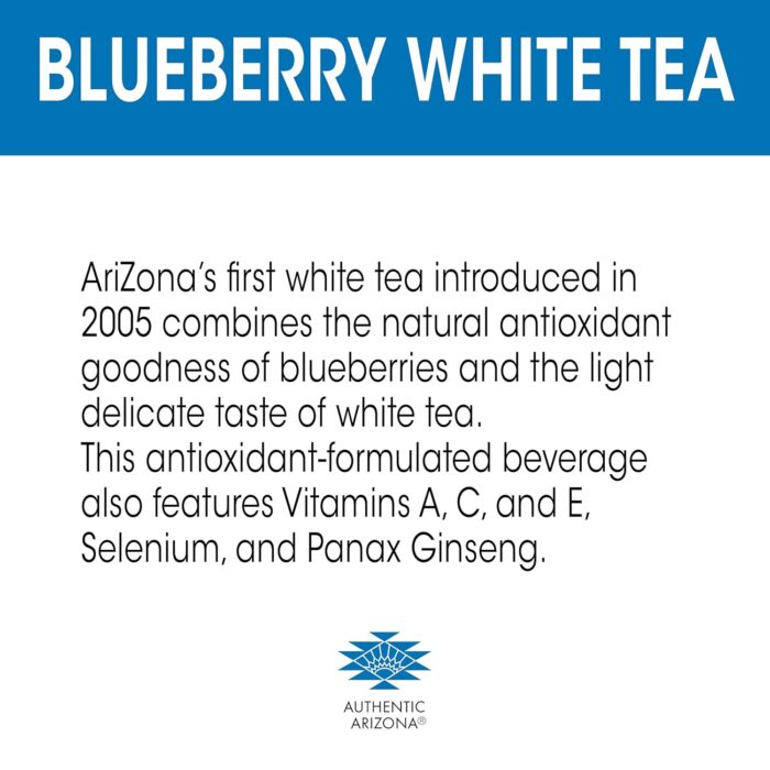 AriZona Premium Brewed Blueberry White, 20 Fl Oz, Pack of 24 - Image 4