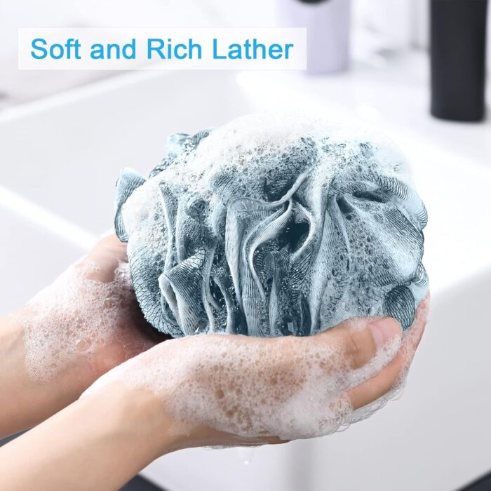 AmazerBath Bath Shower Loofah Sponge 75g/PCS Bath Sponges for Men Exfoliating - Set of 4 Indigo - Image 2