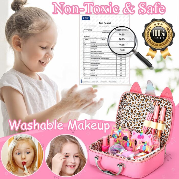 Kids Washable Makeup Girls Toys - Girls Makeup Kit for Kids Make up Set Real Makeup for Kid Little Girls Toddlers Children Princess Christmas Birthday Gifts Toys for 3 4 5 6 7 8 9 10 Year Old Girls - Image 3