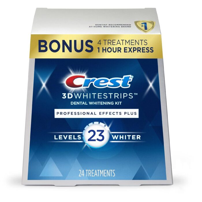 Crest 3D Whitestrips, Professional Effects Plus, Teeth Whitening Strip Kit, 48 Strips (24 Count Pack)