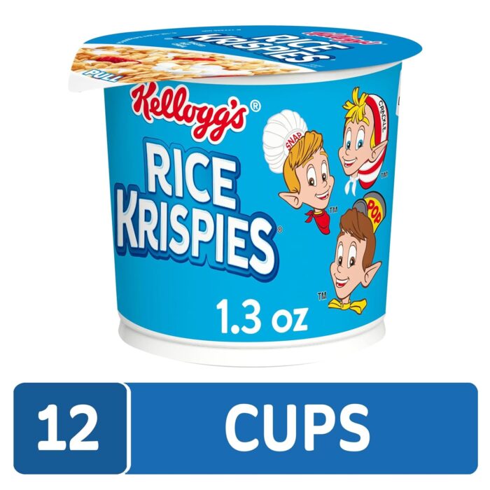 Kellogg's Rice Krispies Breakfast Cereal Cups, Kids Snacks, Cereal Cup to Go, Original, 15.6oz Case (12 Cups) - Image 2