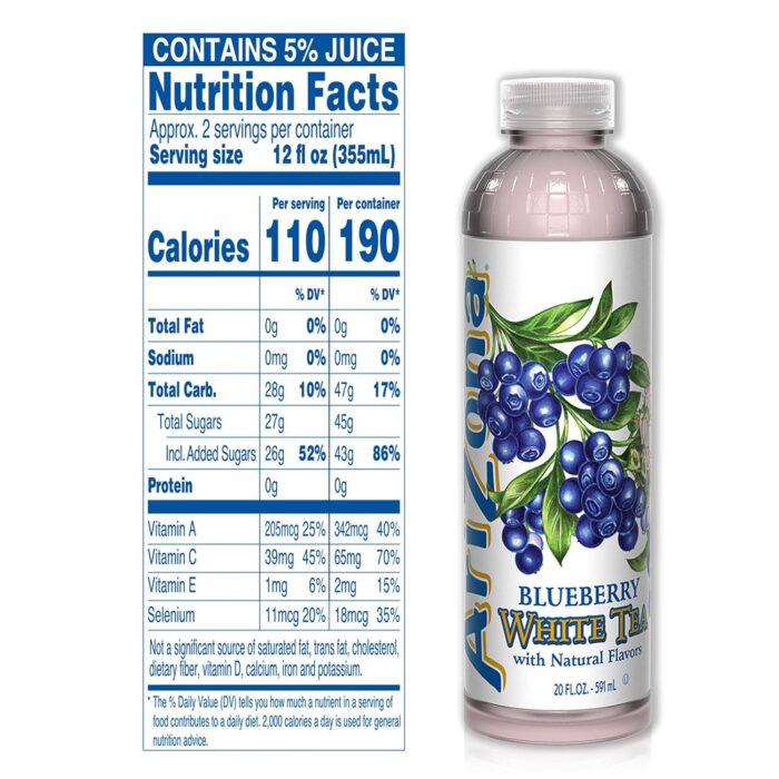 AriZona Premium Brewed Blueberry White, 20 Fl Oz, Pack of 24 - Image 3