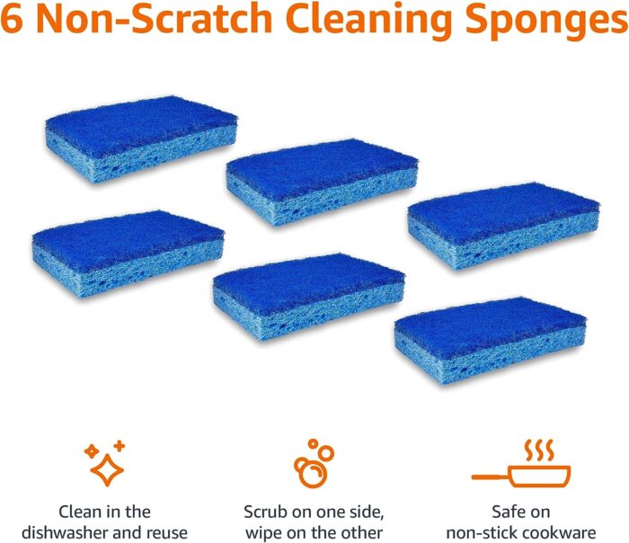 Amazon Basics Non-Scratch Sponges, 6-Pack, Blue - Image 2