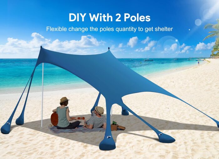 Osoeri Beach Tent, Camping Sun Shelter UPF50+ with 8 Sandbags, Sand Shovels, Ground Pegs & Stability Poles, Outdoor Shade Beach Canopy for Camping Trips, Fishing, Backyard Fun or Picnics - Image 7