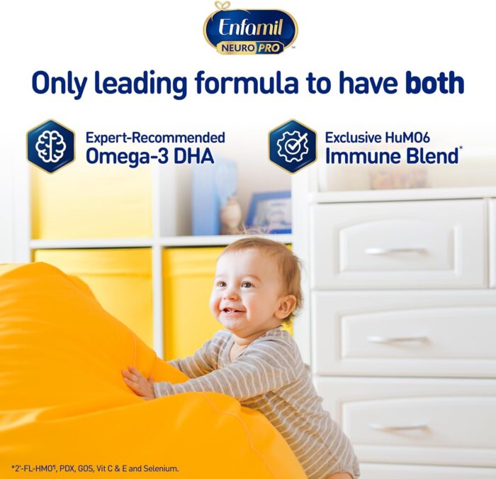 Enfamil NeuroPro Baby Formula, MFGM* 5-Year Benefit, Expert-Recommended Brain-Building Omega-3 DHA, Exclusive Immune Supporting HuMO6 Blend, Infant Formula Powder, Baby Milk, 36.4 Oz (Pack of 4) - Image 4